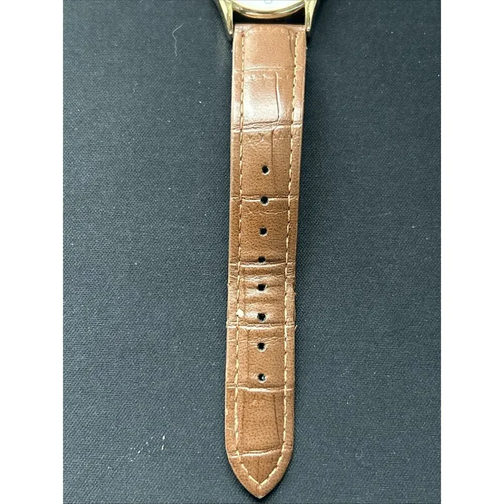 Gold Tone White Dial Brown Band Women’s Quartz Watch
